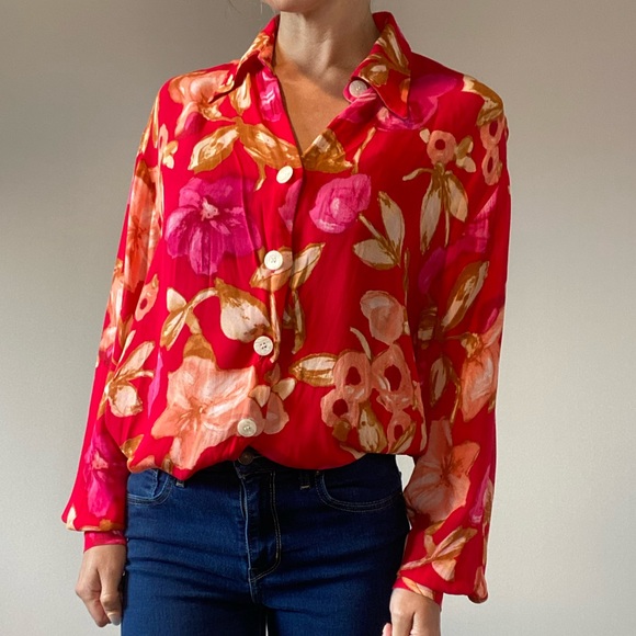 Vintage Pink Floral Blouse - Picture 4 of 14